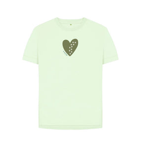 Pastel Green Women's relaxed fit t-shirt - paw prints on my heart