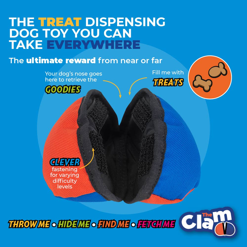 The Clam - Treat dispensing training toy: Orange & Blue