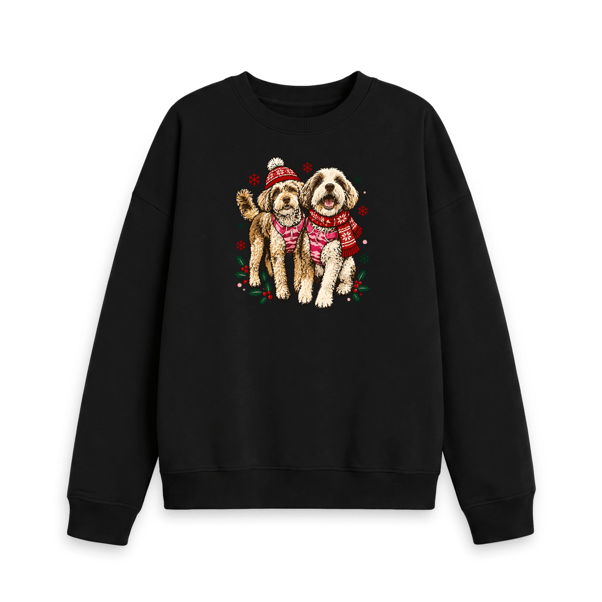 Black Printed Sweater Front