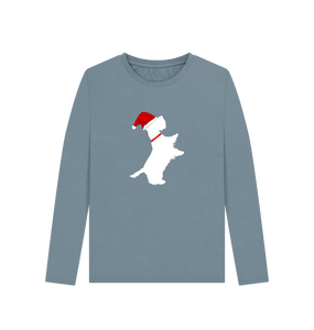 Stone Blue Christmas cutie! Long Sleeve tshirt