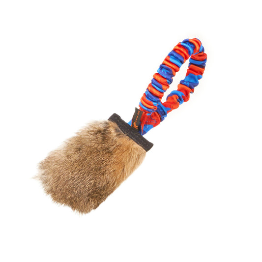 Rabbit Skin Pocket Bungee Squeaker: Orange Pattern