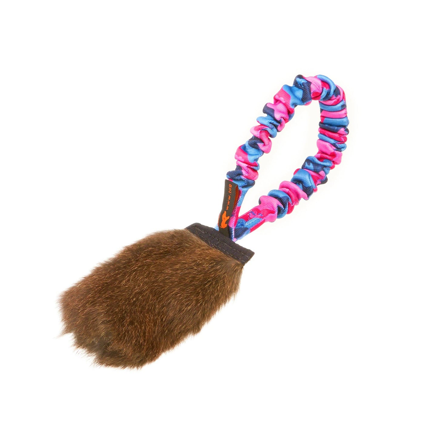 Rabbit Skin Pocket Bungee Squeaker: Orange Pattern