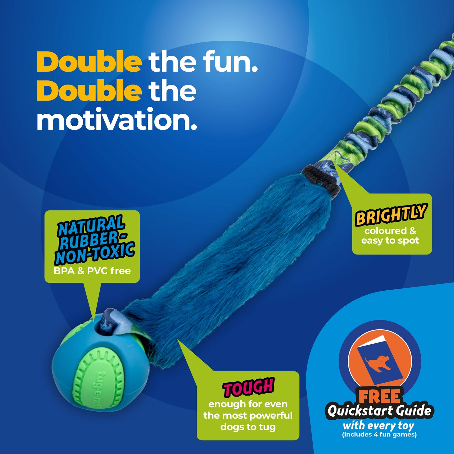 Fauxtastic PowerBall Bungee | Strong Dog Toys | Tug-E-Nuff: Purple Pattern