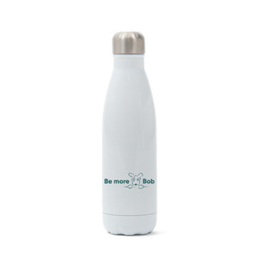 White Be More Bob logo water bottle