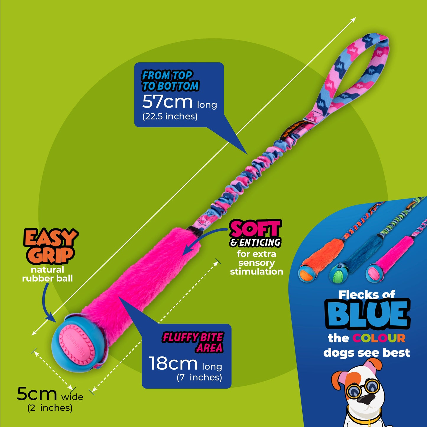 Fauxtastic PowerBall Bungee | Strong Dog Toys | Tug-E-Nuff: Purple Pattern