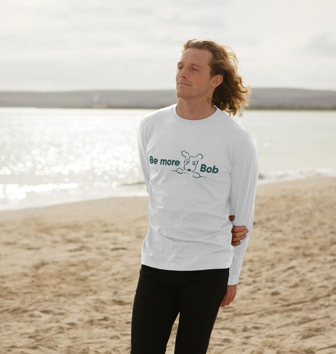 Be More Bob Men's Long-Sleeve T-Shirt - White