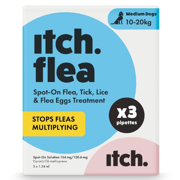 Itch. Flea Spot-On Treatment for Medium Dogs – 3 Pipettes