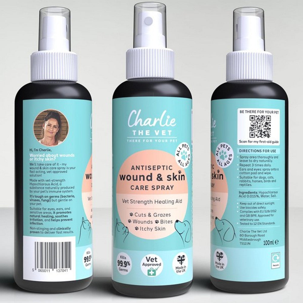 Charlie The Vet Antiseptic Wound & Skin Care Spray for All Animals 100ml