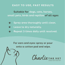 Load image into Gallery viewer, Charlie The Vet Antiseptic Wound &amp; Skin Care Spray for All Animals 100ml