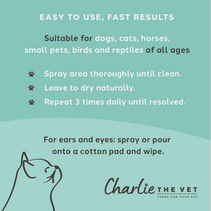 Charlie The Vet Antiseptic Wound & Skin Care Spray for All Animals 100ml