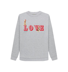 Light Heather LOVE! Bob & Bertie's joyful women's Christmas sweatshirt