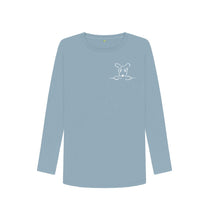 Load image into Gallery viewer, Stone Blue Be More Bob women&#39;s long sleeve tshirt