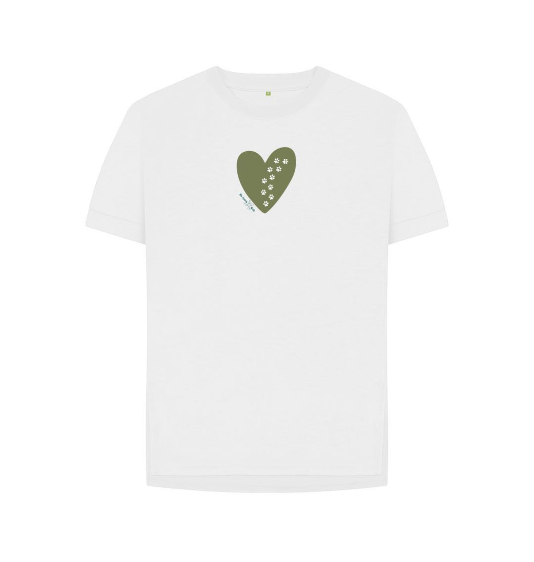 White Women's relaxed fit t-shirt - paw prints on my heart