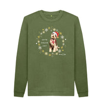Load image into Gallery viewer, Khaki Bob spreads Love, Peace and Joy - men&#39;s sweatshirt (can be unisex)