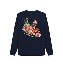 Load image into Gallery viewer, Navy Blue Bertie&#39;s Christmas Sledge - Ladies Sweatshirt