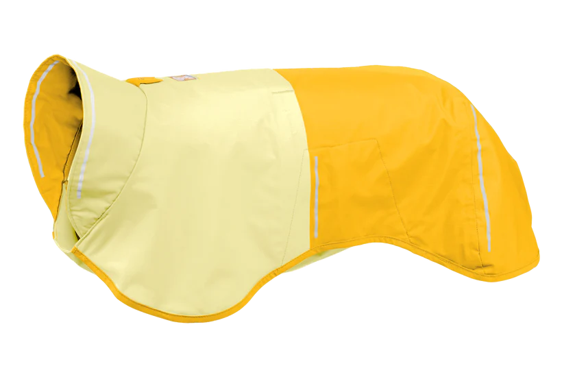 ruffwear sun shower raincoat in mineral yellow