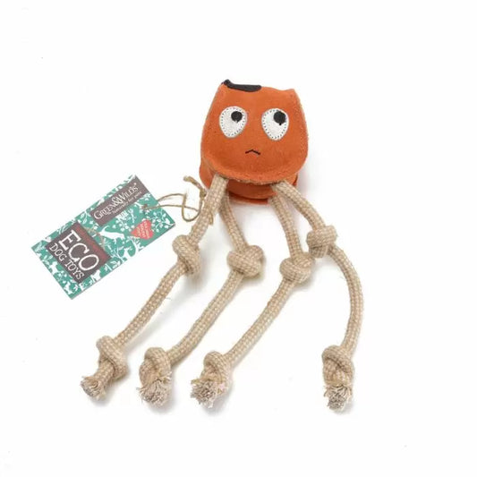 Sid The Squid eco dog toy, Green & Wilds