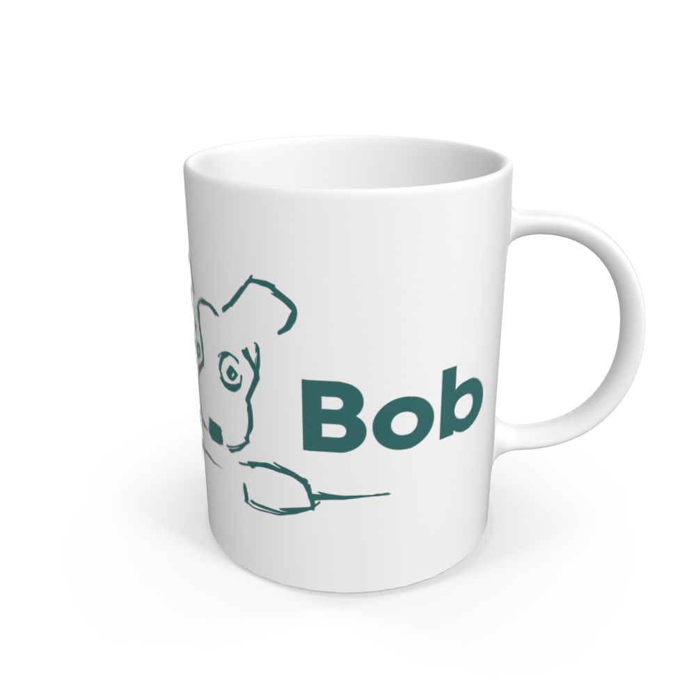 White Be More Bob mug