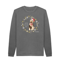 Load image into Gallery viewer, Slate Grey Bob spreads Love, Peace and Joy - men&#39;s sweatshirt (can be unisex)