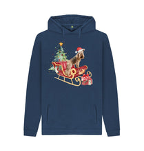 Load image into Gallery viewer, Navy Bertie&#39;s Christmas Sledge! Men&#39;s hoody (can be unisex!)