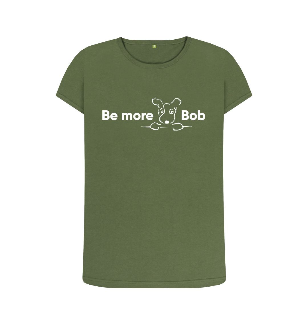 Khaki Be More Bob women's crew neck t-shirt