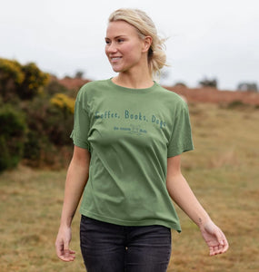 Women's Relaxed Fit T-Shirt - coffee, books, dogs
