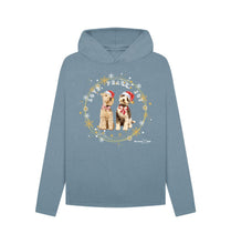 Load image into Gallery viewer, Stone Blue Love, Peace, Joy - women&#39;s Christmas hoody