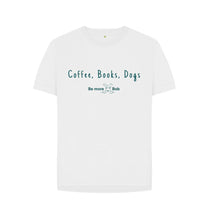 Load image into Gallery viewer, White Women&#39;s Relaxed Fit T-Shirt - coffee, books, dogs