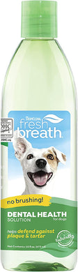Tropiclean Fresh Breath Solution - no brushing!