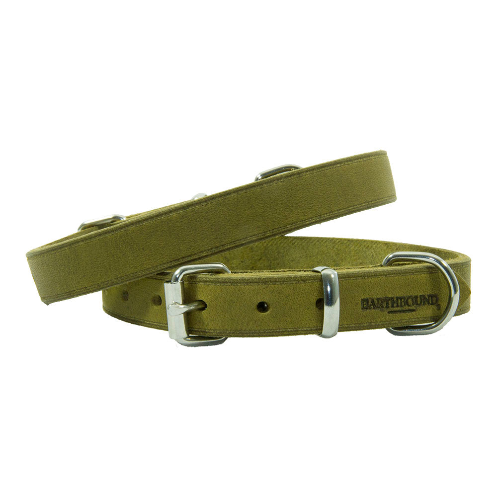 Soft Country Leather Collar - Green - Earthbound