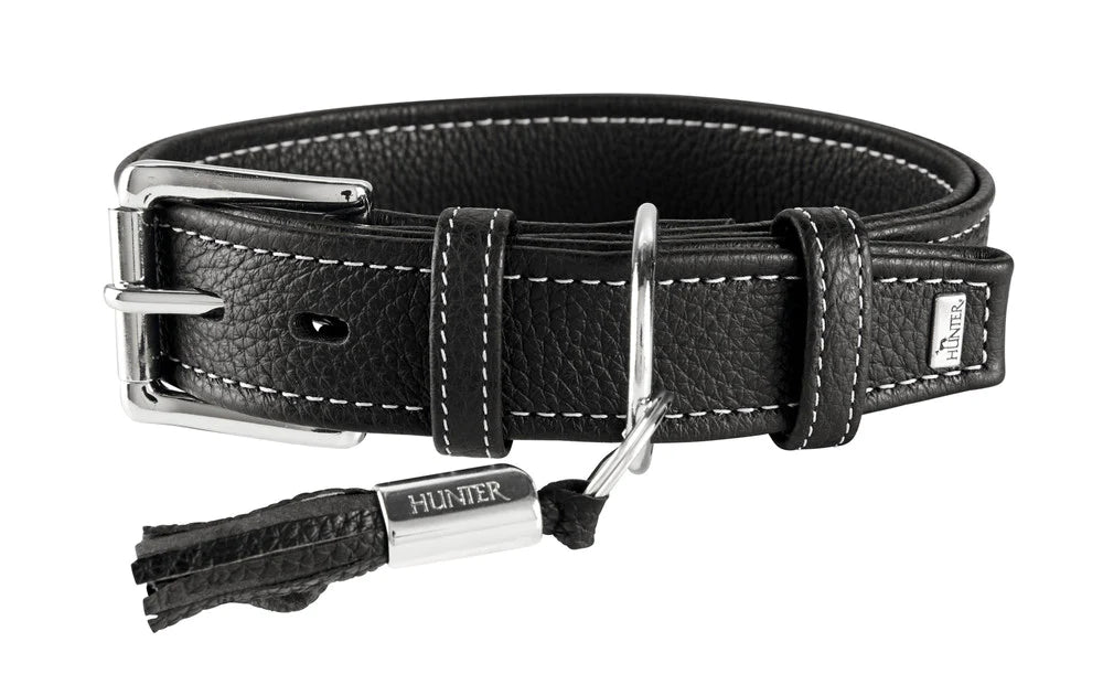 Hunter 'Cannes' Leather Collar - Black