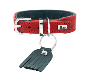 Hunter 'Lucca' Petit Leather Collar - Red & Turquoise
