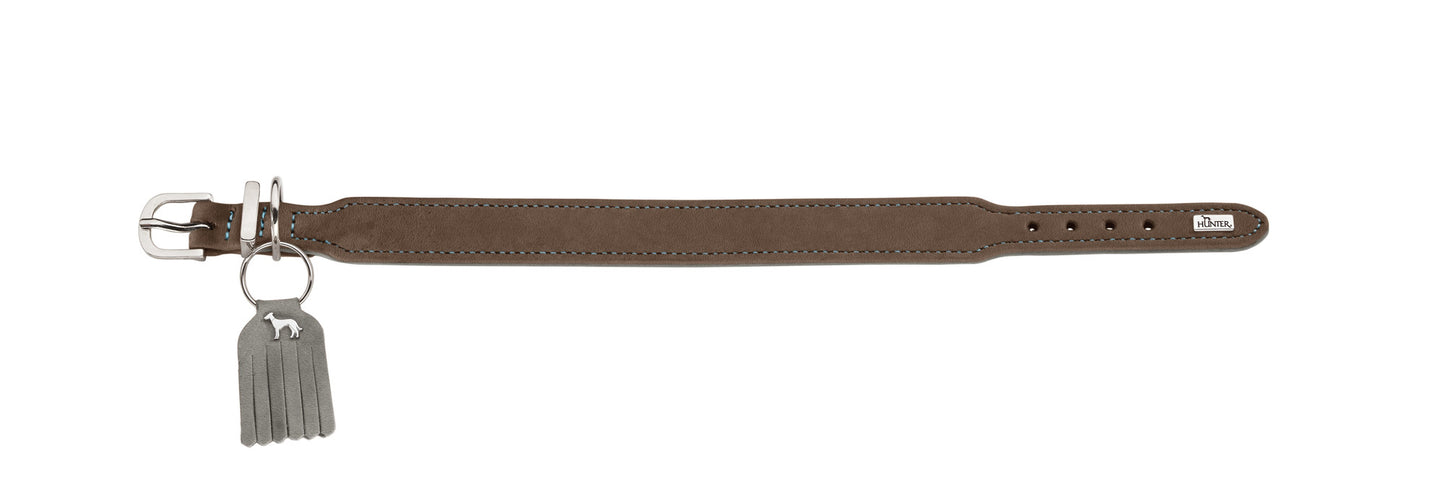 Hunter 'Lucca' Petit Leather Collar - Walnut Grey