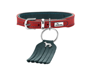 Hunter 'Lucca' Petit Leather Collar - Red & Turquoise