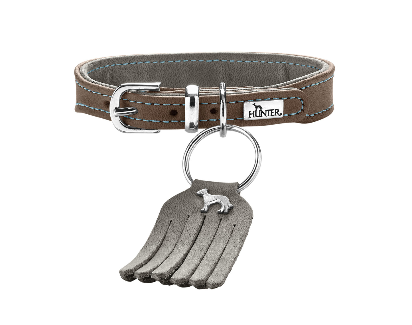 Hunter 'Lucca' Petit Leather Collar - Walnut Grey