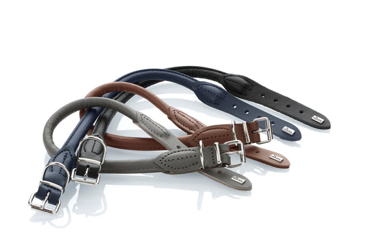Round and Soft Leather Collar - Hunter