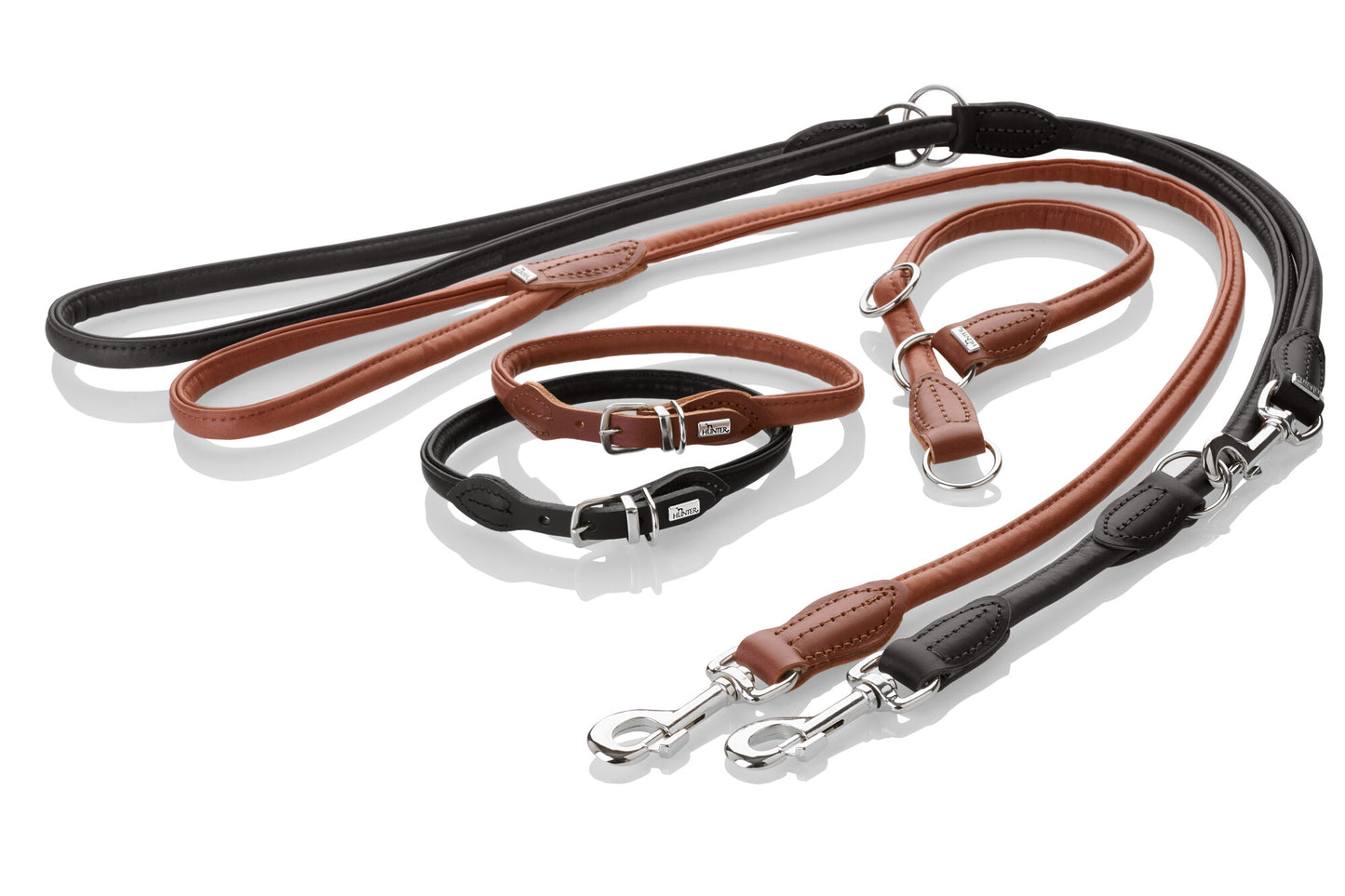 Round and Soft Leather Leash - Hunter