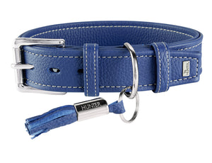 Hunter 'Cannes' Leather Collar - Blue - ONE SIZE REMAINING
