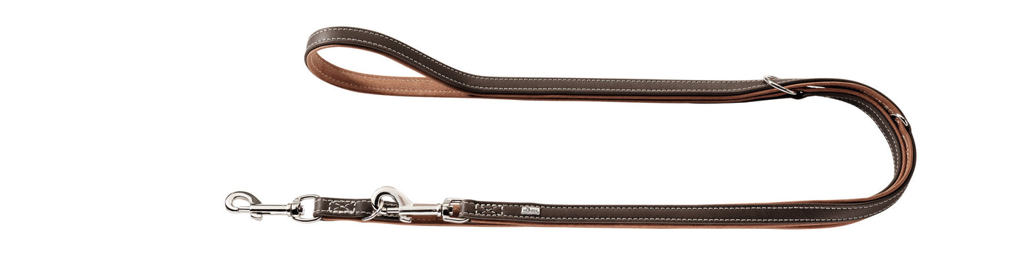 Hunter 'Porto' Leather Leash - Dark Brown/Cognac
