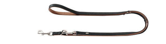 Hunter 'Porto' Leather Leash - Black/Cognac