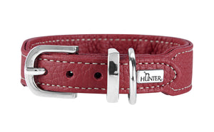Hunter 'Cannes' Leather Collar - Burgundy - ONE SIZE REMAINING